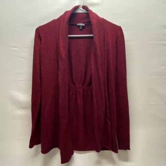Express Open Cardigan Women's Medium Maroon Black Heathered Ladies Long Sleeve - Picture 11 of 11